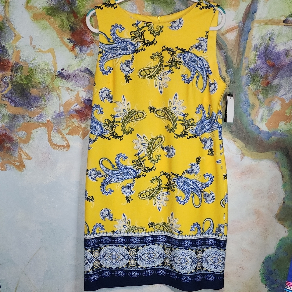 Alyx Yellow and Blue Midi Dress for Resort Wear